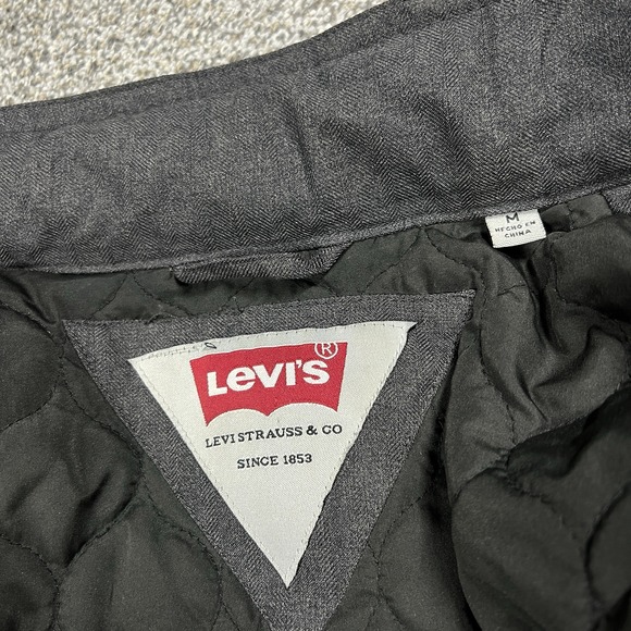 Levis Jacket Mens M Gray Lined‎ Field Coat Full Zip Military Pockets Utility - Picture 3 of 9